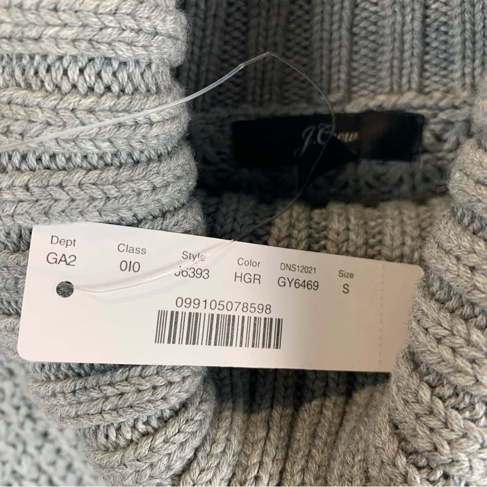 NWT J. Crew sz S Chunky Grey Knit Turtleneck Button Sleeve Poncho Sweater - Picture 7 of 9